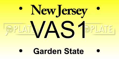 VAS1 New Jersey License Plate