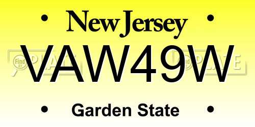VAW49W New Jersey License Plate