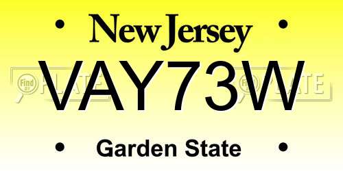VAY73W New Jersey License Plate