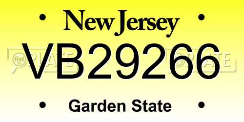 VB29266 New Jersey License Plate