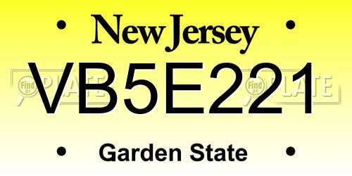 VB5E221 New Jersey License Plate