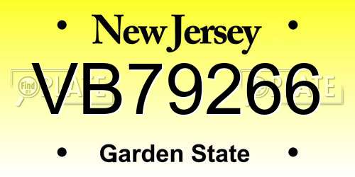 VB79266 New Jersey License Plate
