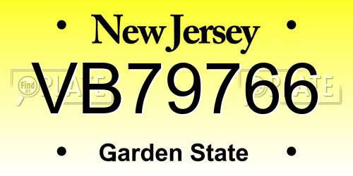 VB79766 New Jersey License Plate