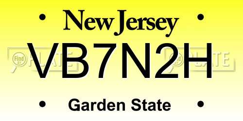 VB7N2H New Jersey License Plate