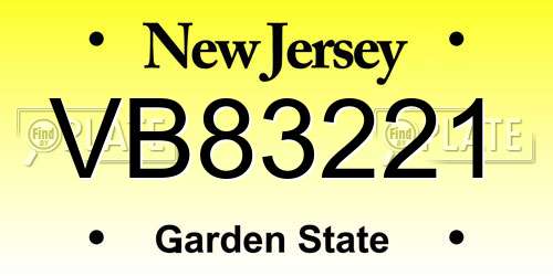 VB83221 New Jersey License Plate