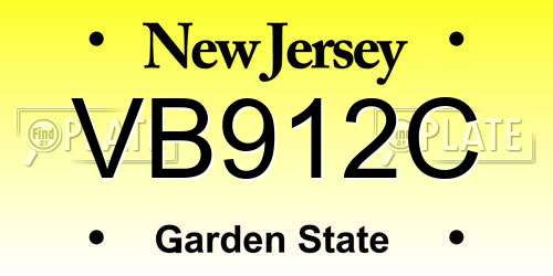 VB912C New Jersey License Plate