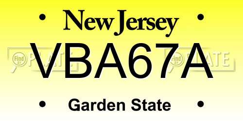 VBA67A New Jersey License Plate