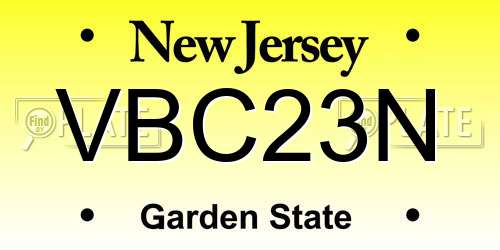 VBC23N New Jersey License Plate