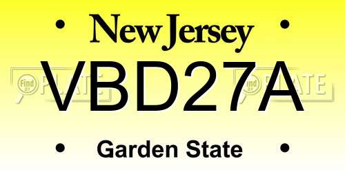 VBD27A New Jersey License Plate