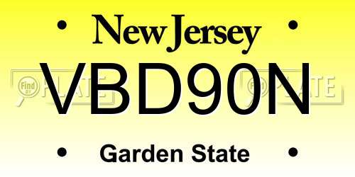 VBD90N New Jersey License Plate