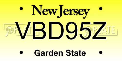 VBD95Z New Jersey License Plate