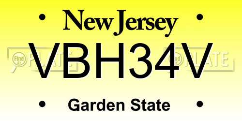 VBH34V New Jersey License Plate
