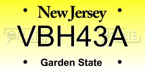 VBH43A New Jersey License Plate