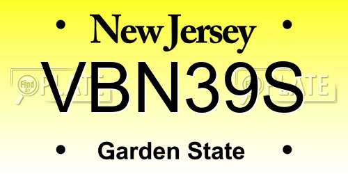 VBN39S New Jersey License Plate