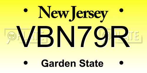 VBN79R New Jersey License Plate