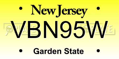 VBN95W New Jersey License Plate