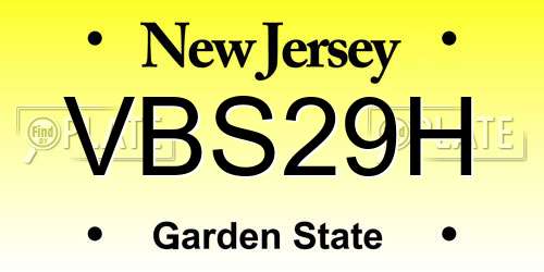 VBS29H New Jersey License Plate