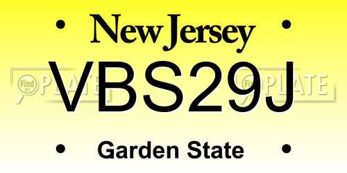 VBS29J New Jersey License Plate