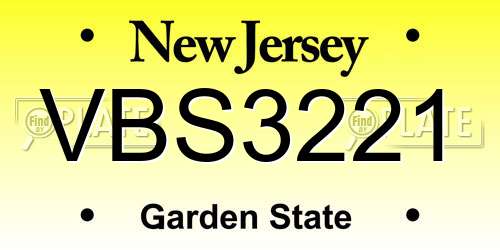 VBS3221 New Jersey License Plate