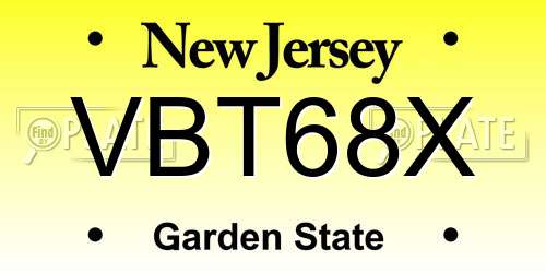 VBT68X New Jersey License Plate