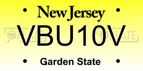 VBU10V New Jersey License Plate
