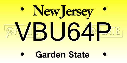 VBU64P New Jersey License Plate