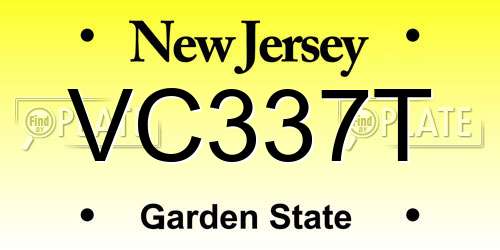 VC337T New Jersey License Plate