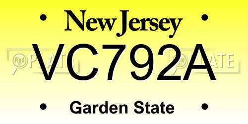 VC792A New Jersey License Plate