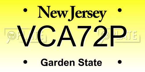 VCA72P New Jersey License Plate