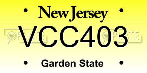 VCC403 New Jersey License Plate