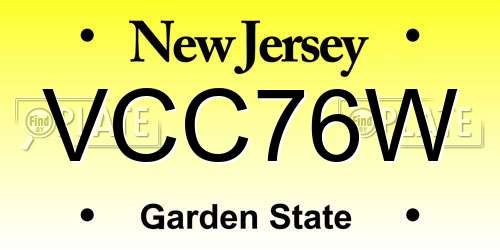 VCC76W New Jersey License Plate