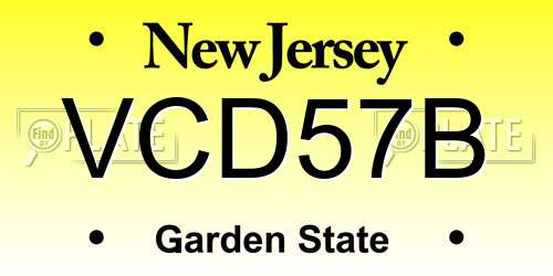 VCD57B New Jersey License Plate