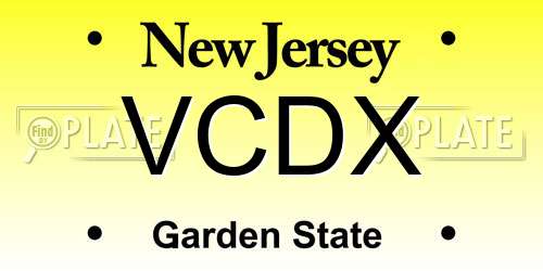 VCDX New Jersey License Plate