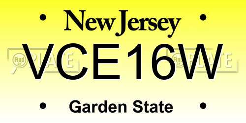VCE16W New Jersey License Plate