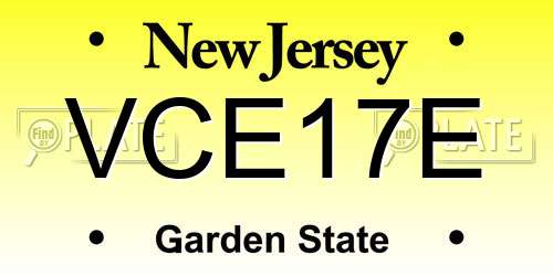 VCE17E New Jersey License Plate