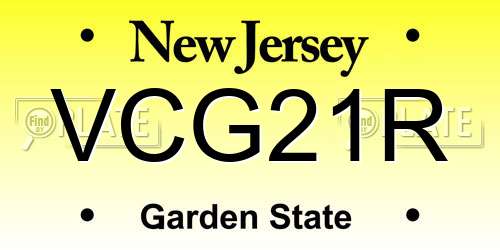 VCG21R New Jersey License Plate