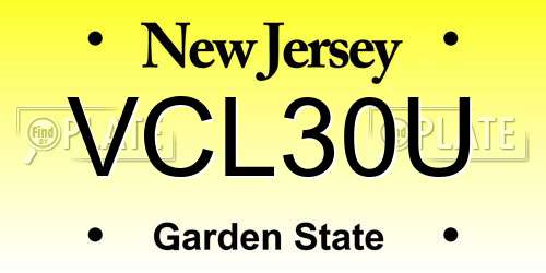 VCL30U New Jersey License Plate