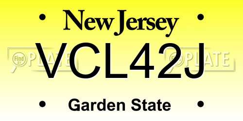 VCL42J New Jersey License Plate