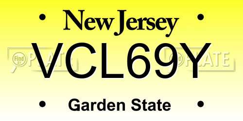 VCL69Y New Jersey License Plate