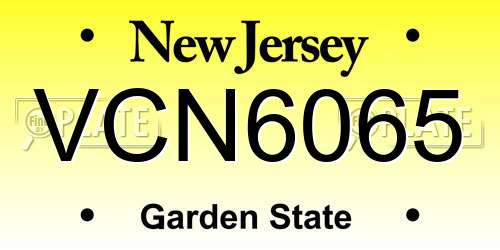 VCN6065 New Jersey License Plate