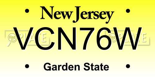 VCN76W New Jersey License Plate