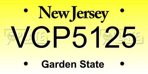 VCP5125 New Jersey License Plate
