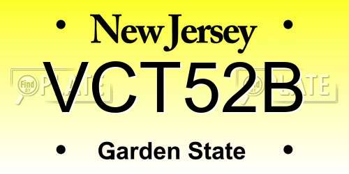 VCT52B New Jersey License Plate