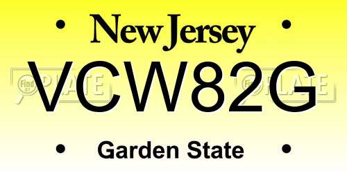 VCW82G New Jersey License Plate