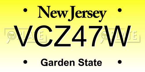 VCZ47W New Jersey License Plate
