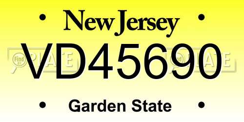 VD45690 New Jersey License Plate