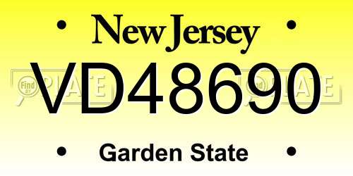 VD48690 New Jersey License Plate
