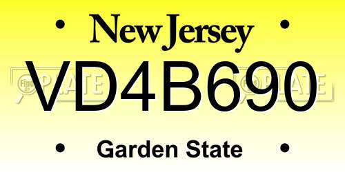 VD4B690 New Jersey License Plate