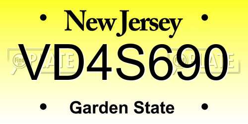 VD4S690 New Jersey License Plate