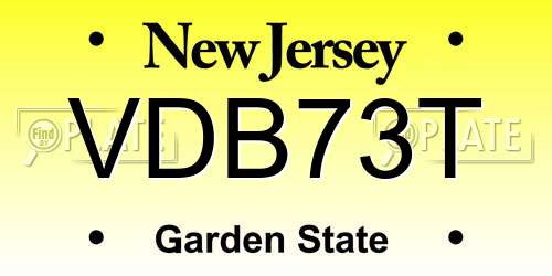 VDB73T New Jersey License Plate